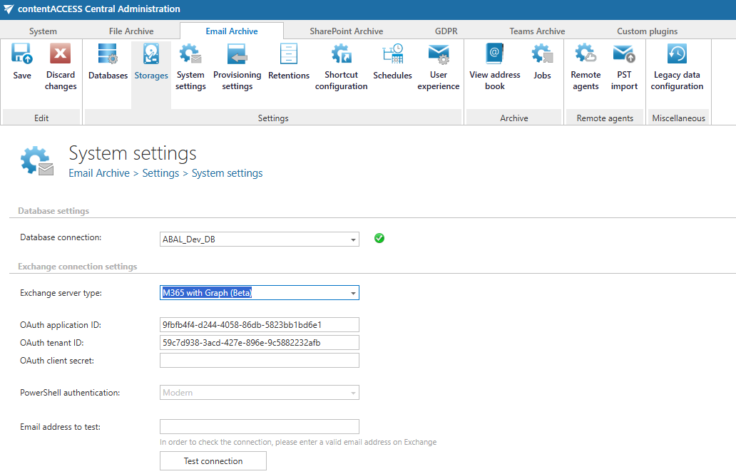 Email archiving using Microsoft Graph API