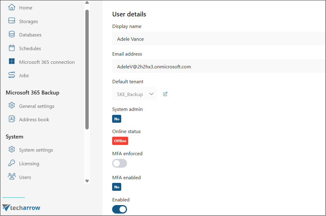 enforce MFA on Users page and User details panel