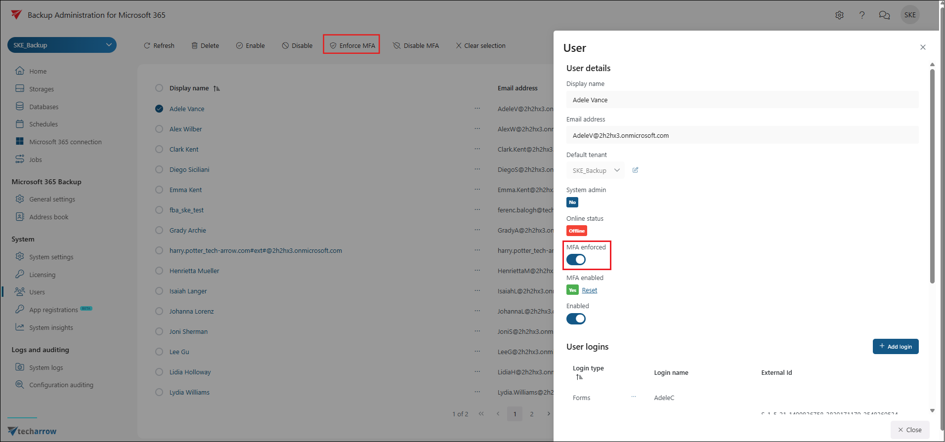 enforce MFA from User details page