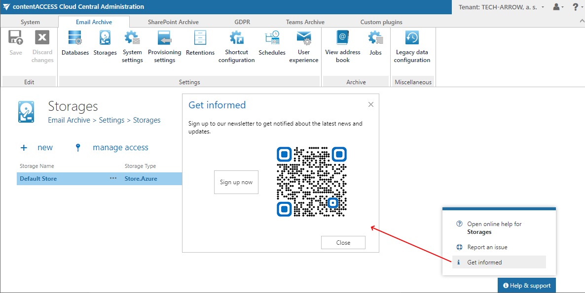 Sign up for a newsletter in Central Administration