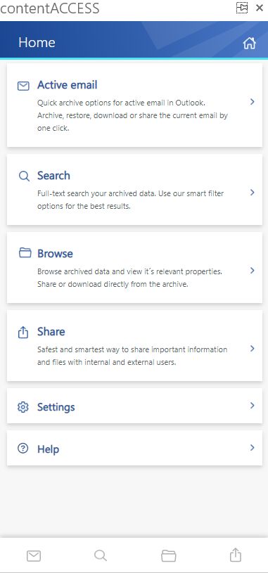 Mail app startup screen