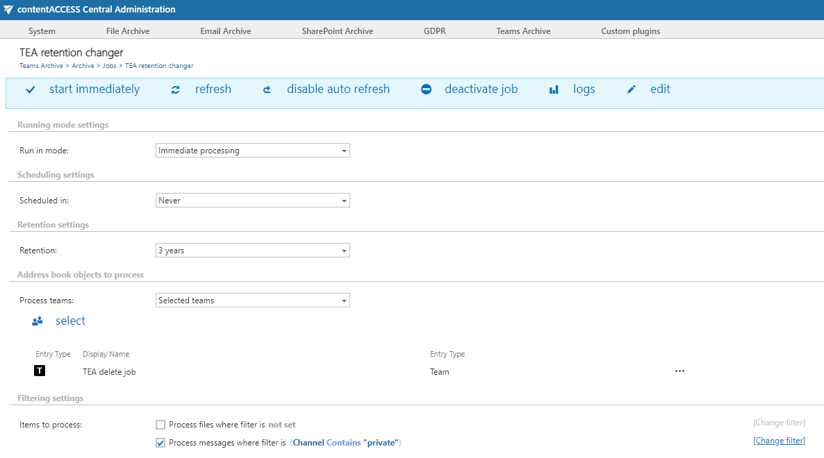 Teams archive retention changer