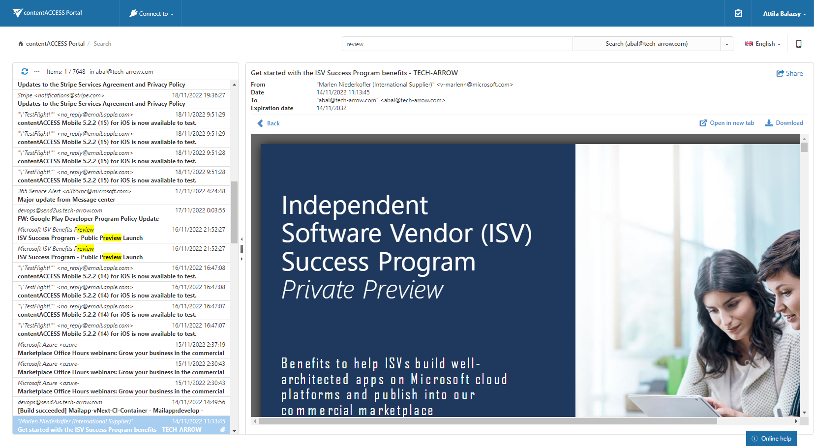 Document preview in contentACCESS Portal