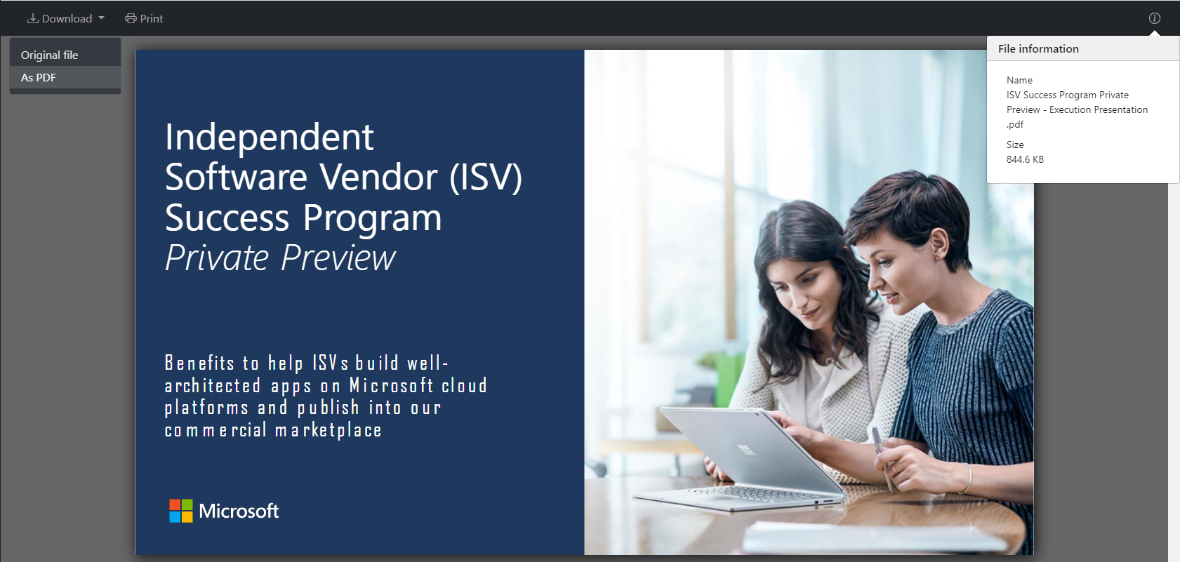 Document preview in separate window with features