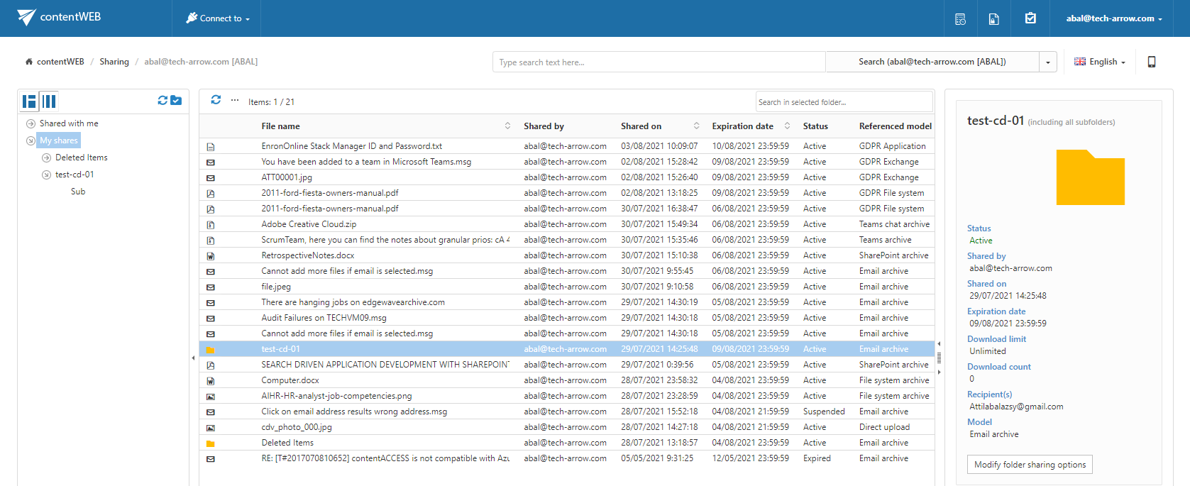 contentWEB folder sharing