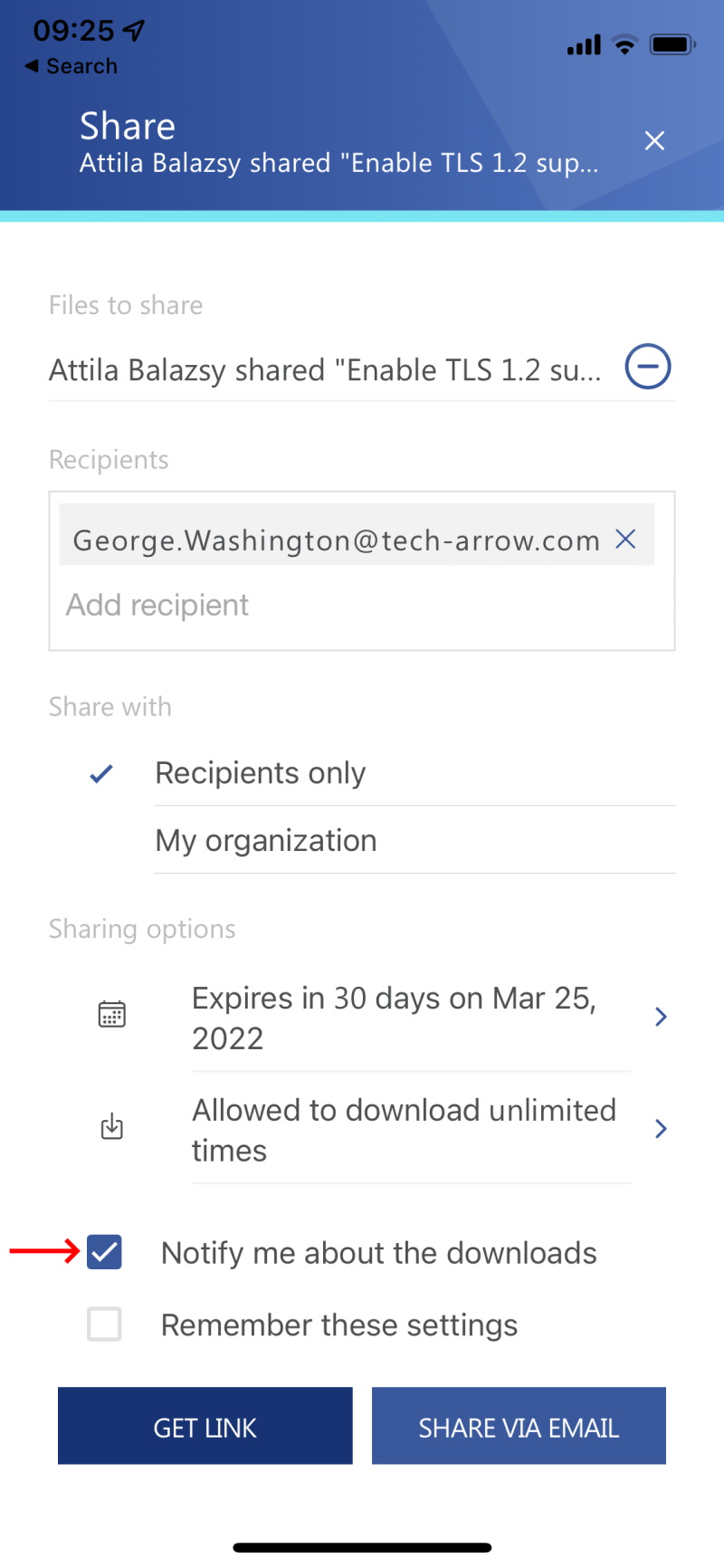 Download notification in contentACCESS Mobile
