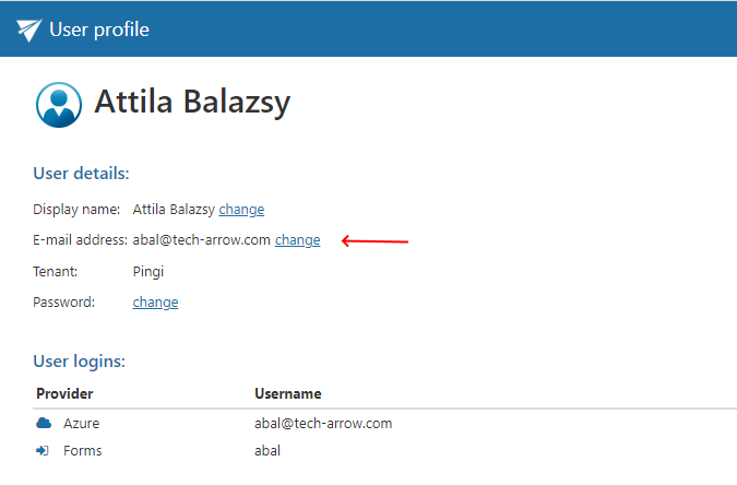 contentACCESS user profile page