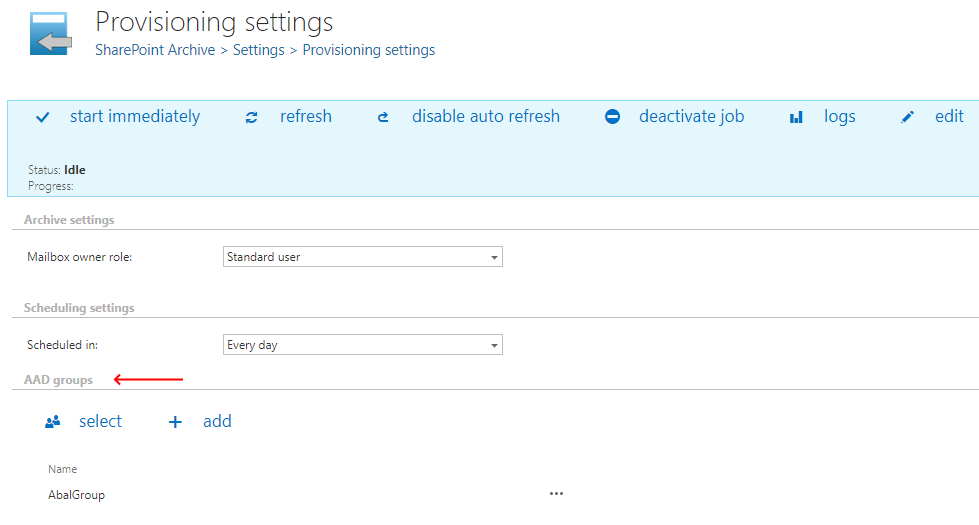 SharePoint archive provisioning job