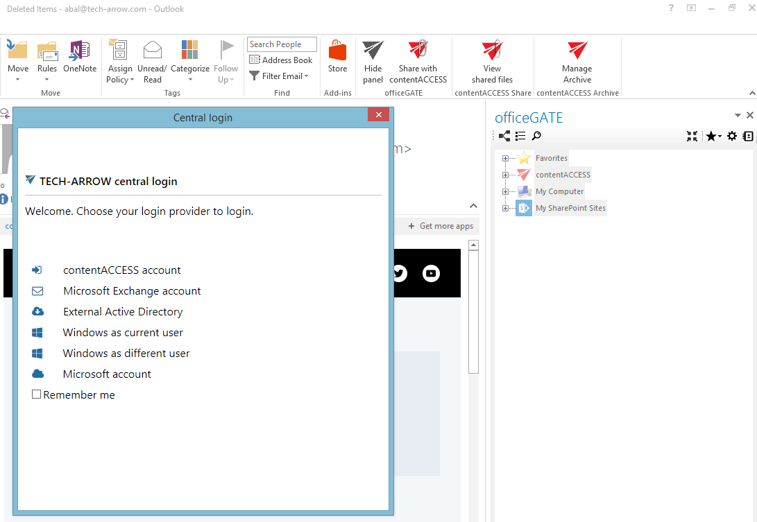 Central login integration