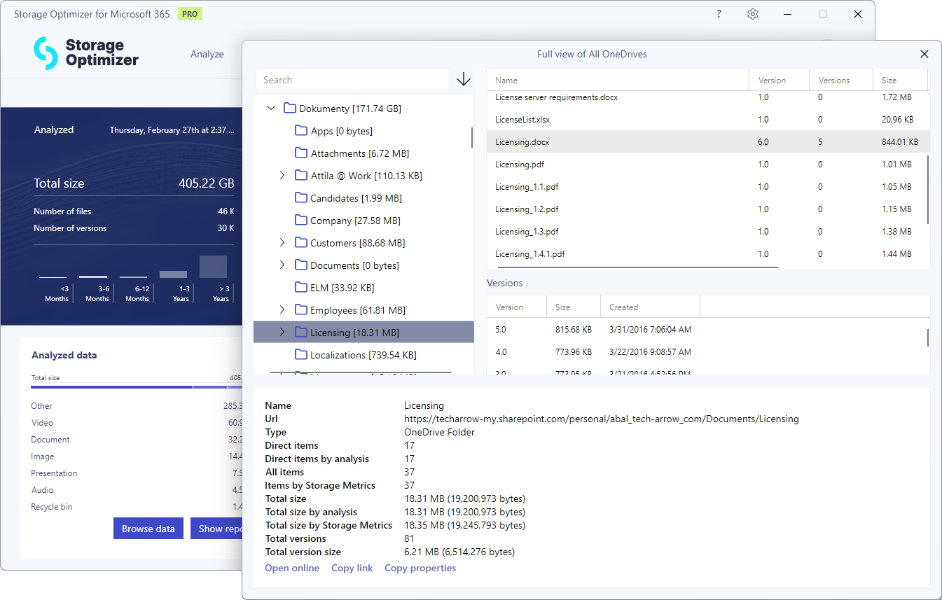 Storage Optimizer Data Browser