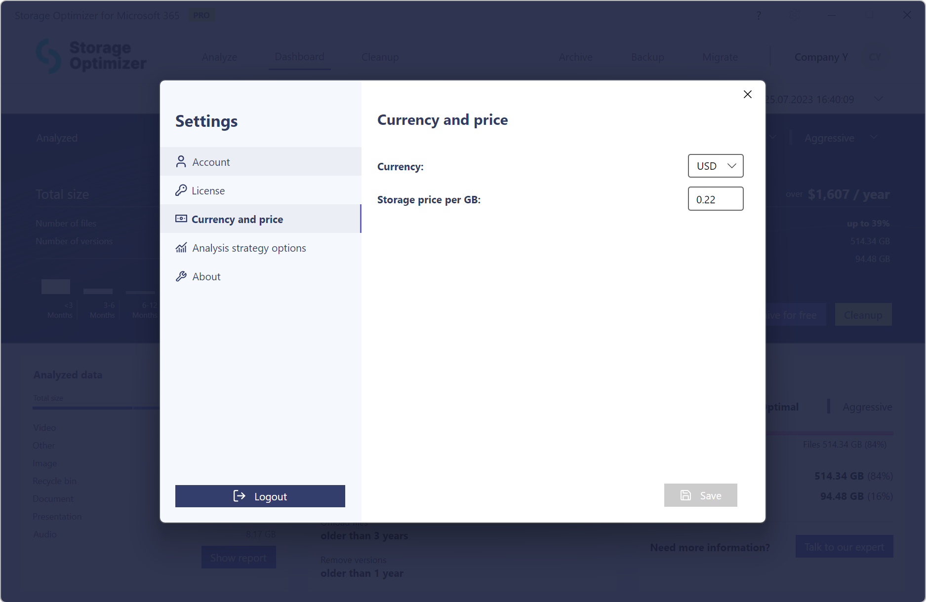 Select currency to show prices in it